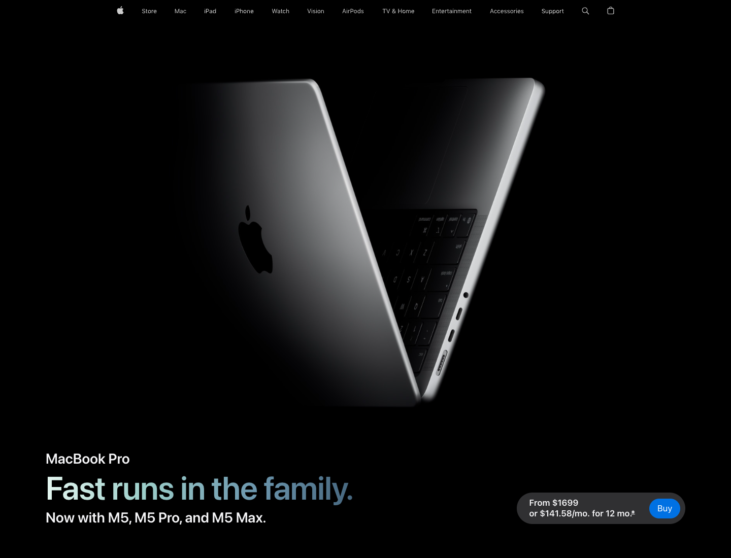 Apple MacBook Pro landing page