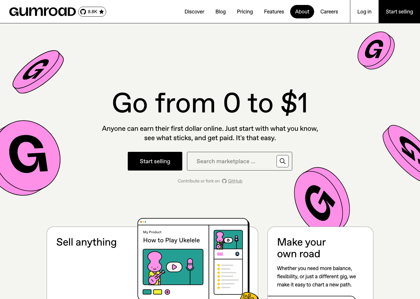 Gumroad homepage