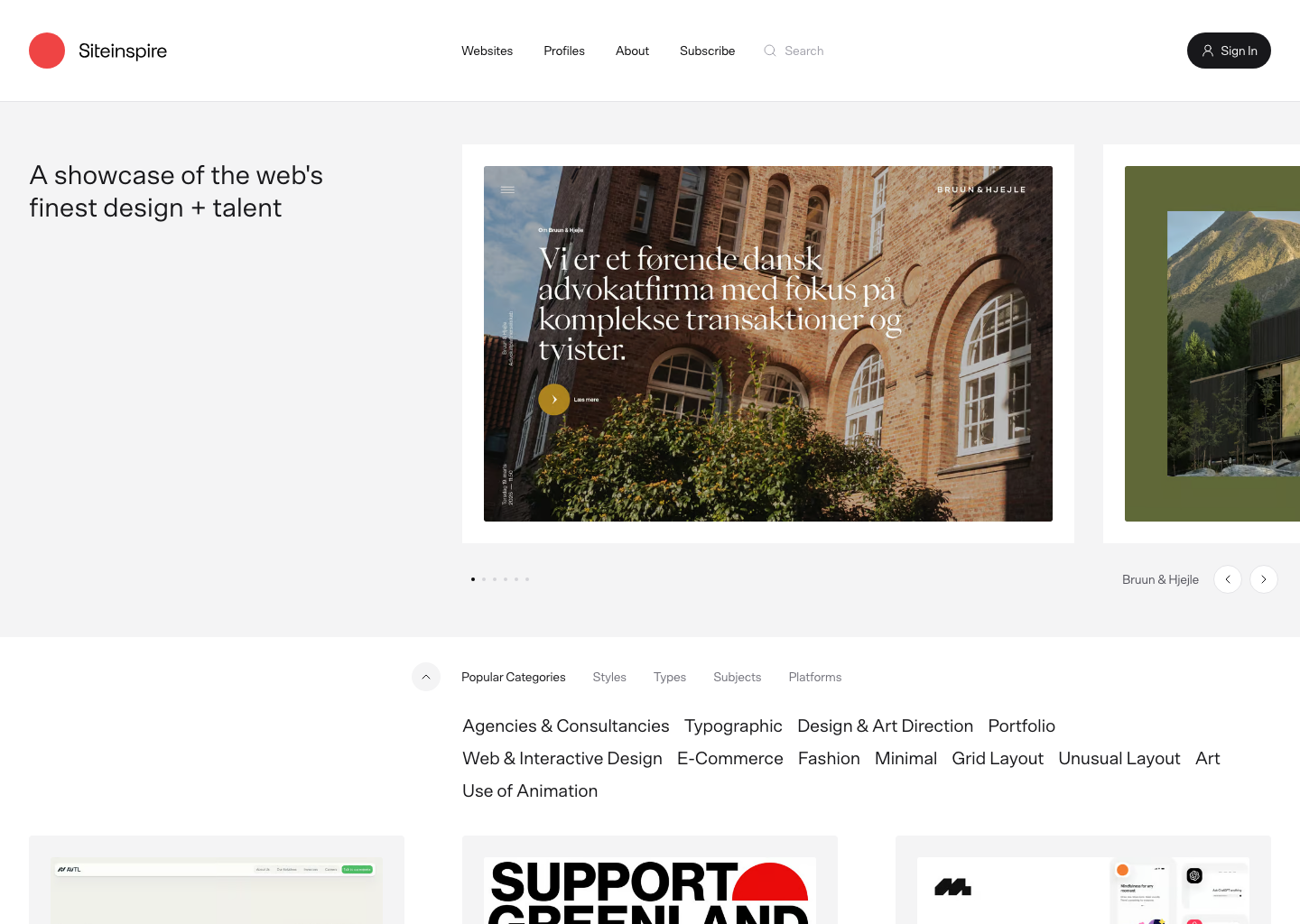 SiteInspire homepage