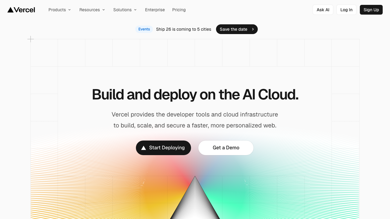 Vercel homepage